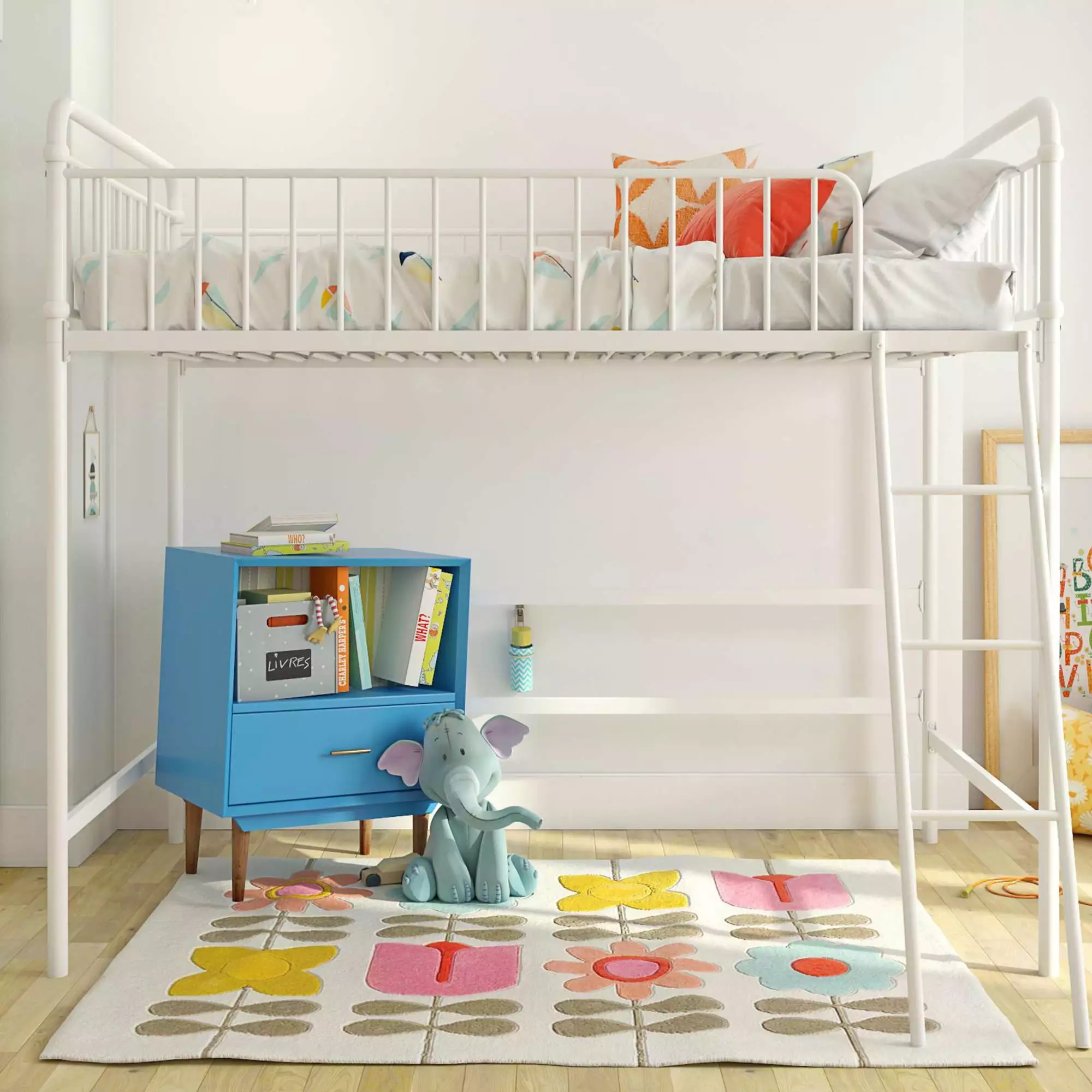 Better Homes & Gardens Kelsey Twin Metal Loft Bed. White