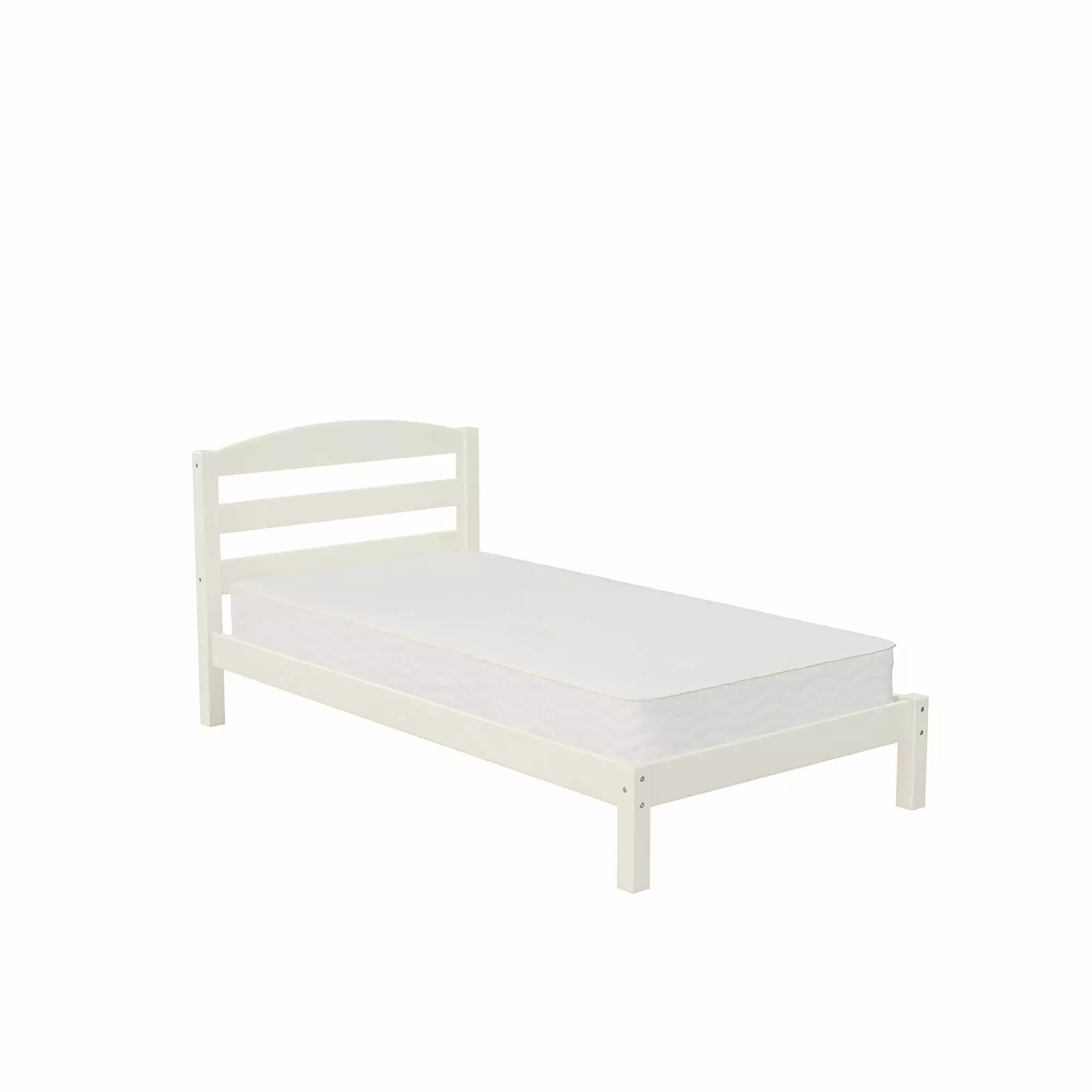 Better Homes & Gardens Leighton Bed Frame with Signature Sleep Tranquil 8-Inch Pocket Spring Mattress. Twin. White