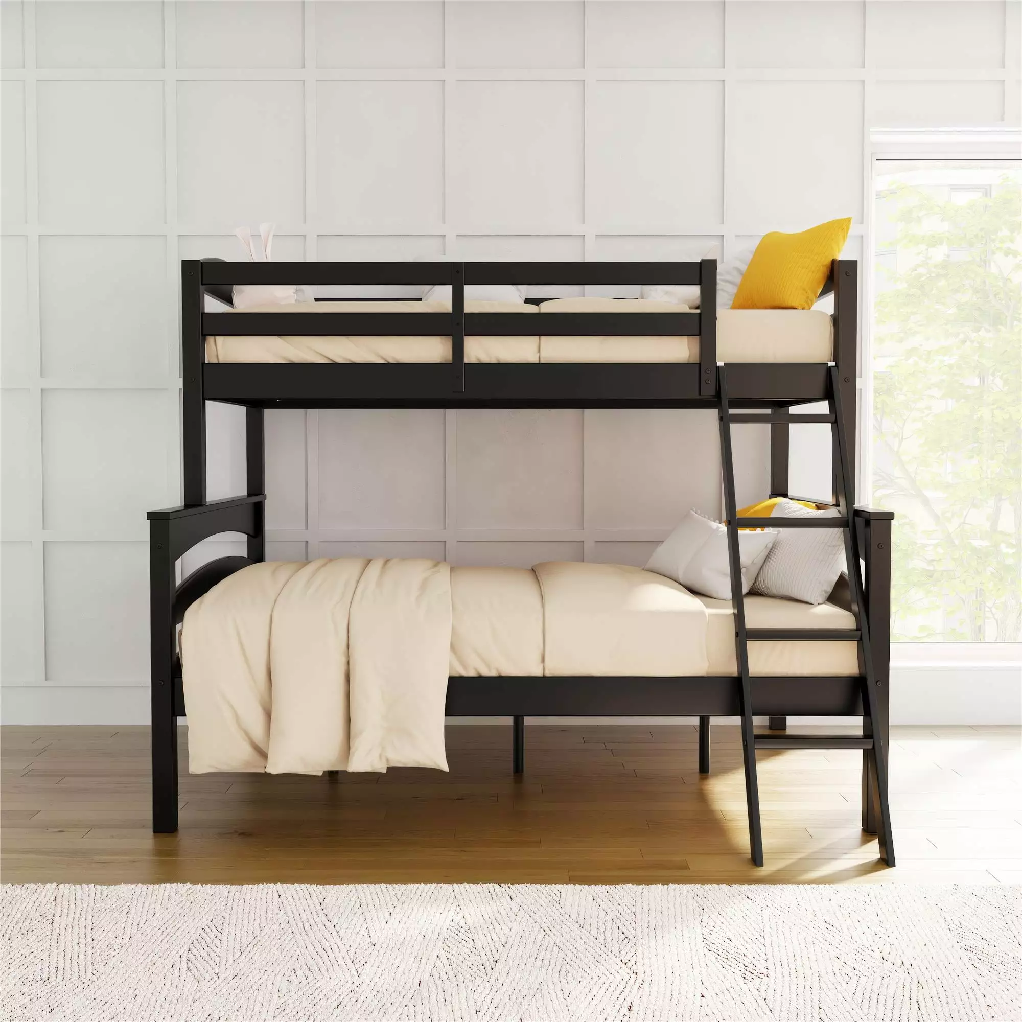 Better Homes & Gardens Leighton Kids' Convertible Twin-Over-Full Bunk Bed. Black