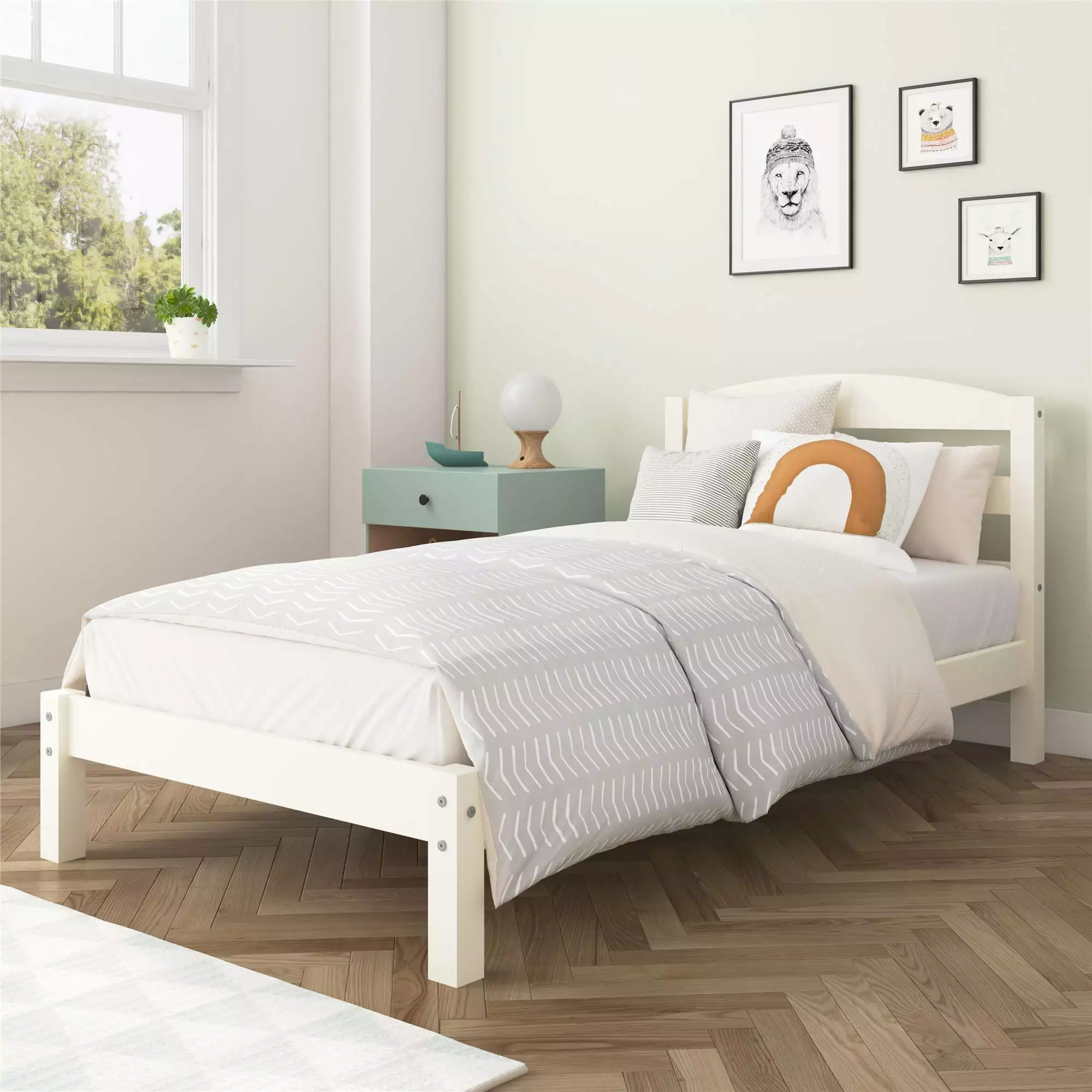 Better Homes & Gardens Leighton Kids Twin Size Bed. Wood Platform Bed Frame. Off-White