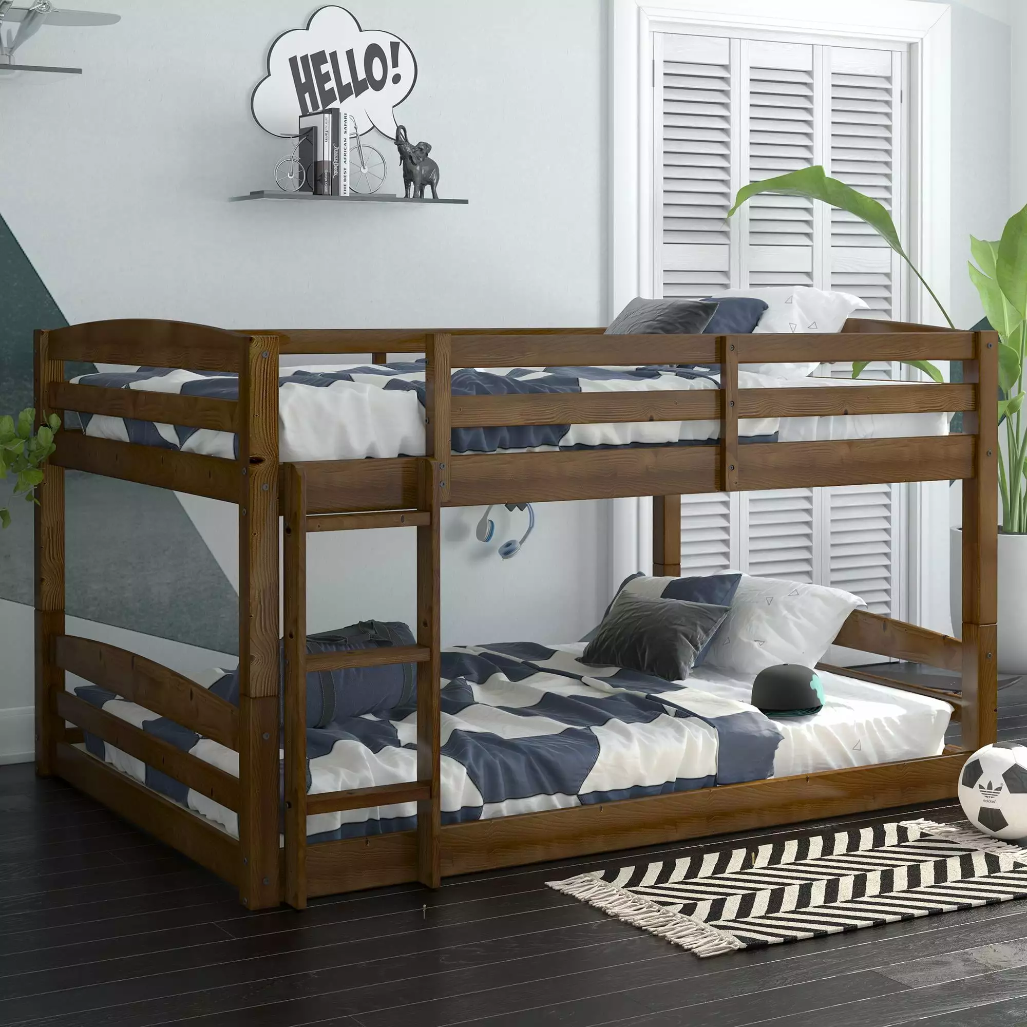 Better Homes & Gardens Tristan Full-over-Full Convertible Floor Bunk Bed. Mocha