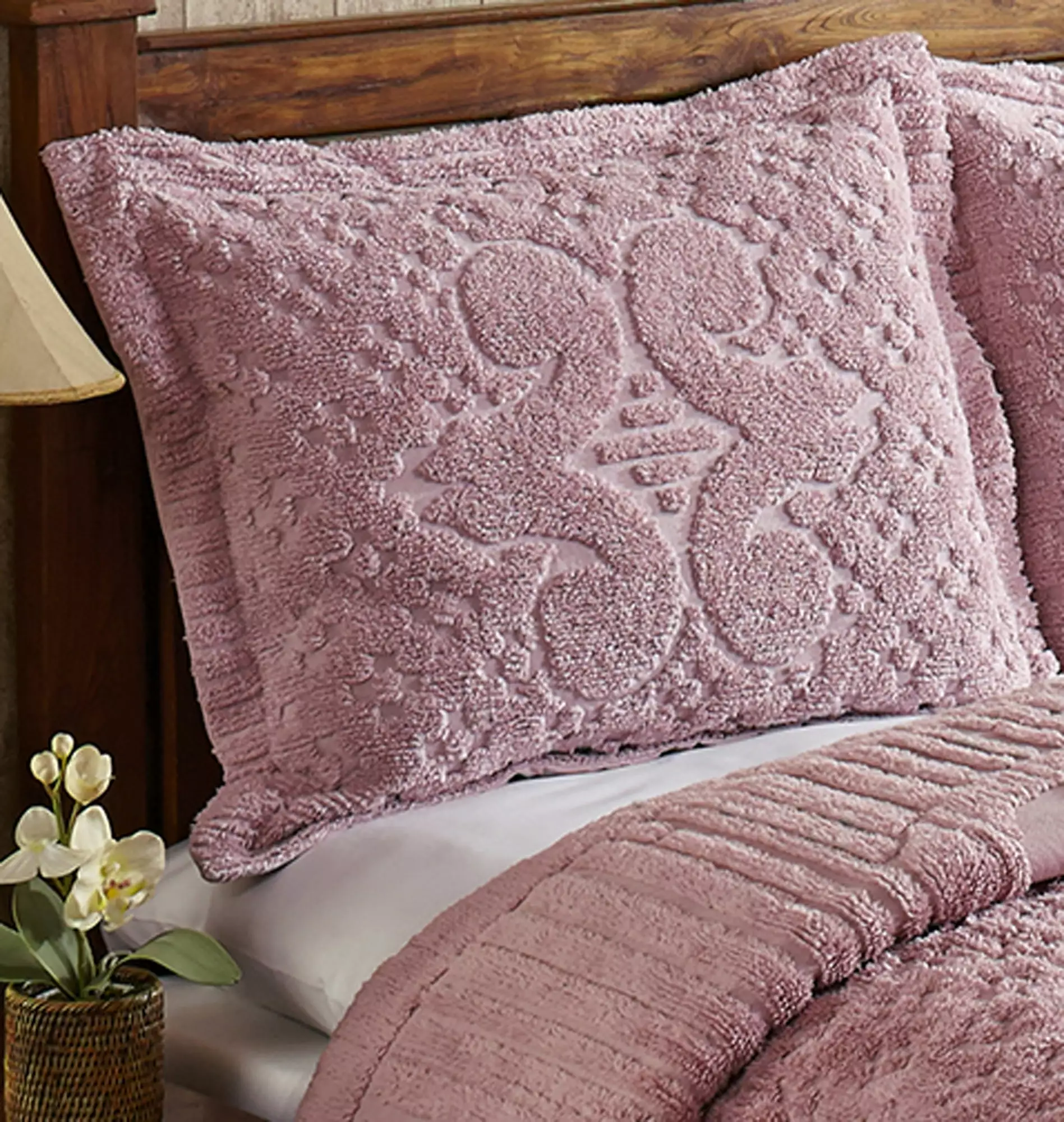 Better Trends Ashton Collection Standard Sham. for Adult. Medallion Design. 100% Cotton. Pink