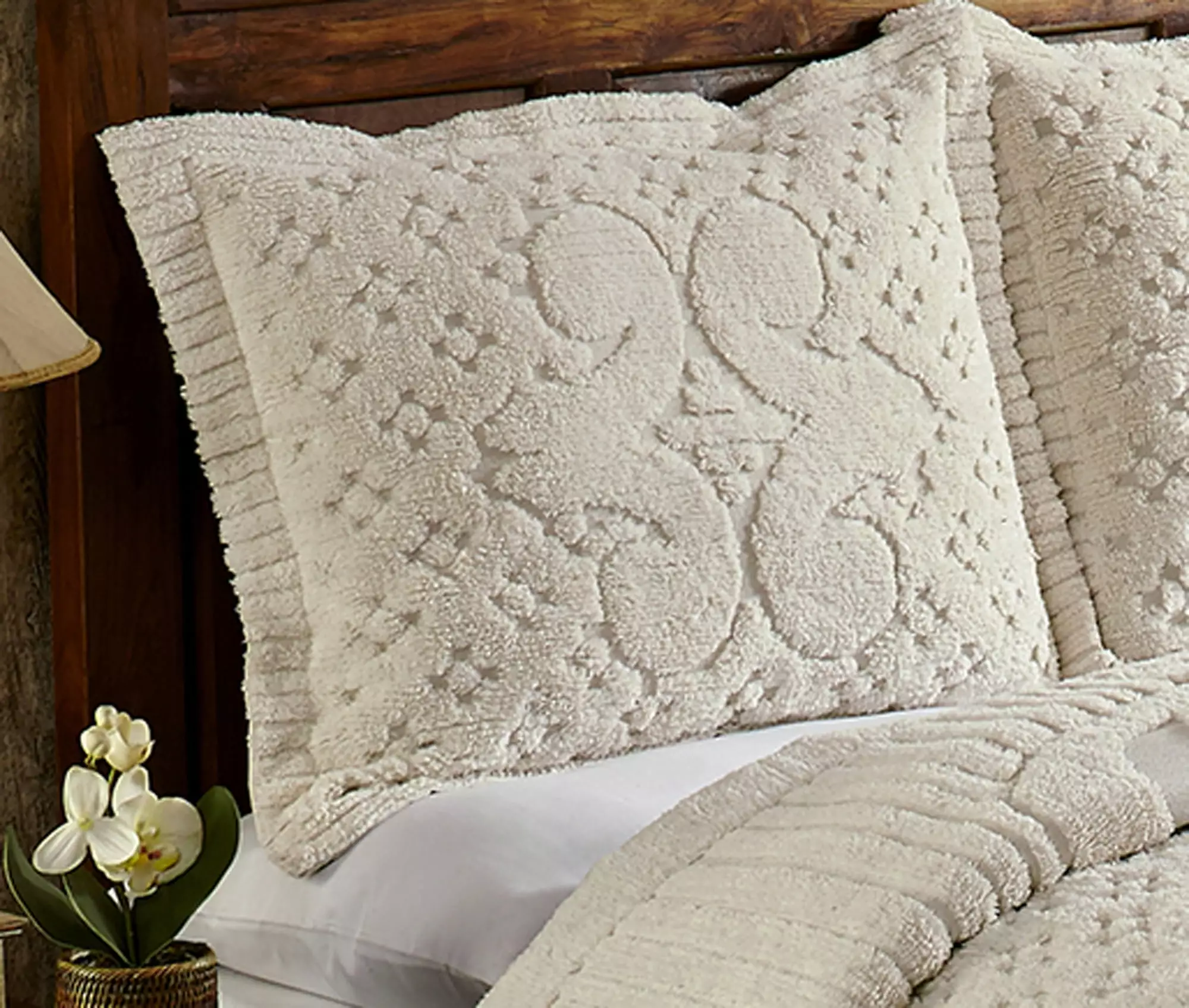 Better Trends Ashton Medallion Design 100% Cotton. Bedspread with Sham Set. for Adult. Ivory