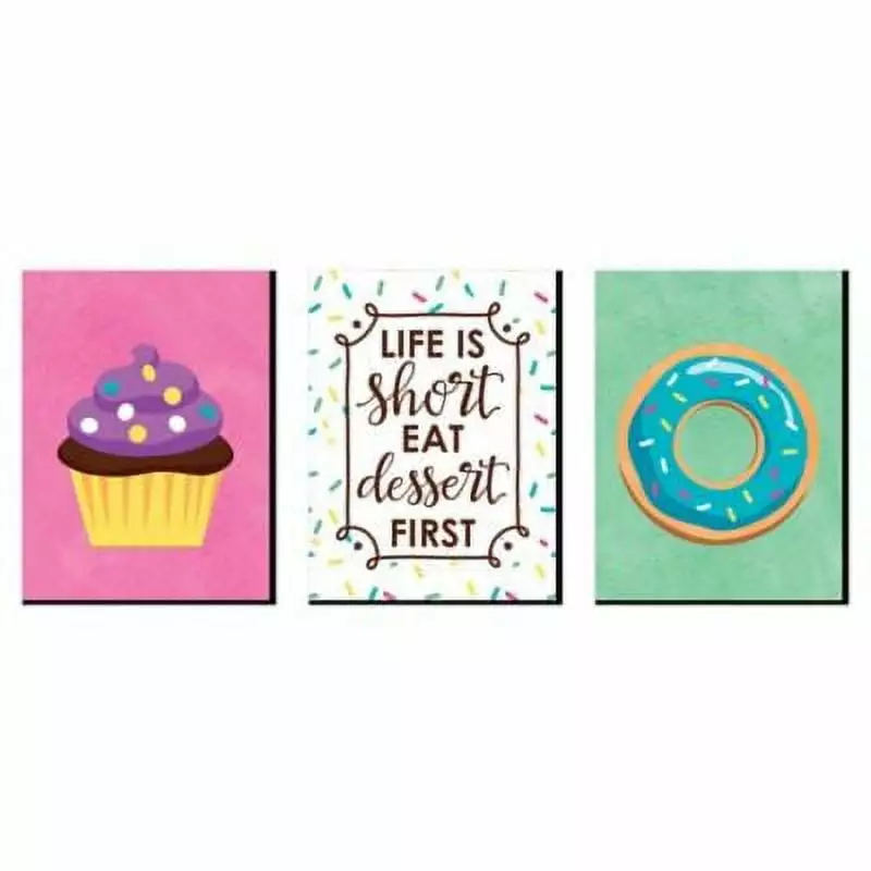 Big Dot of Happiness Sweet Shoppe - Cupcake Nursery Wall Art. Donut Kids Room Decor & Bakery Kitchen Home Decor - 7.5 x 10 inches - Set of 3 Prints