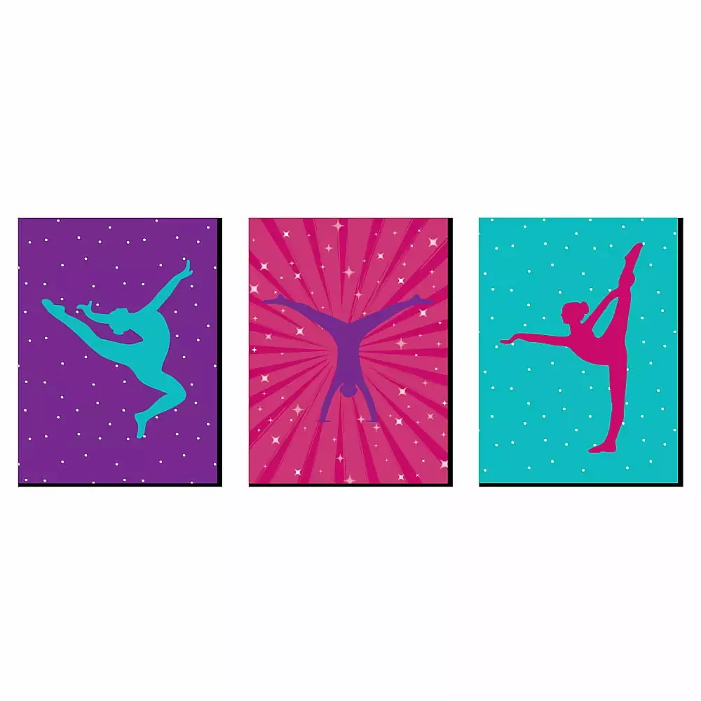 Big Dot of Happiness Tumble. Flip and Twirl - Gymnastics - Sports Themed Wall Art. Kids Room & Game Room Decor - 7.5 x 10 inches - Set of 3 Prints