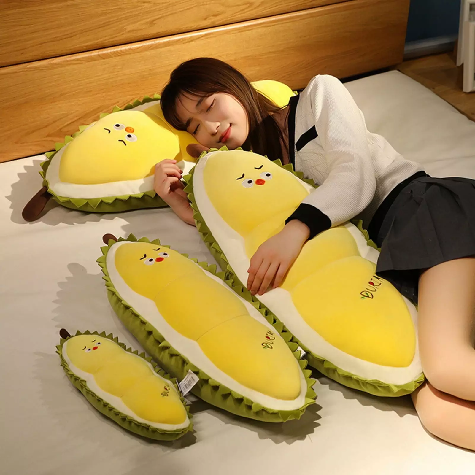 Biplut Plush Pillow Lovely Hugging Cushion Sofa Ornament Stuffed Durian Chick Doll Throw Pillow Plush Toy Bedroom Decor