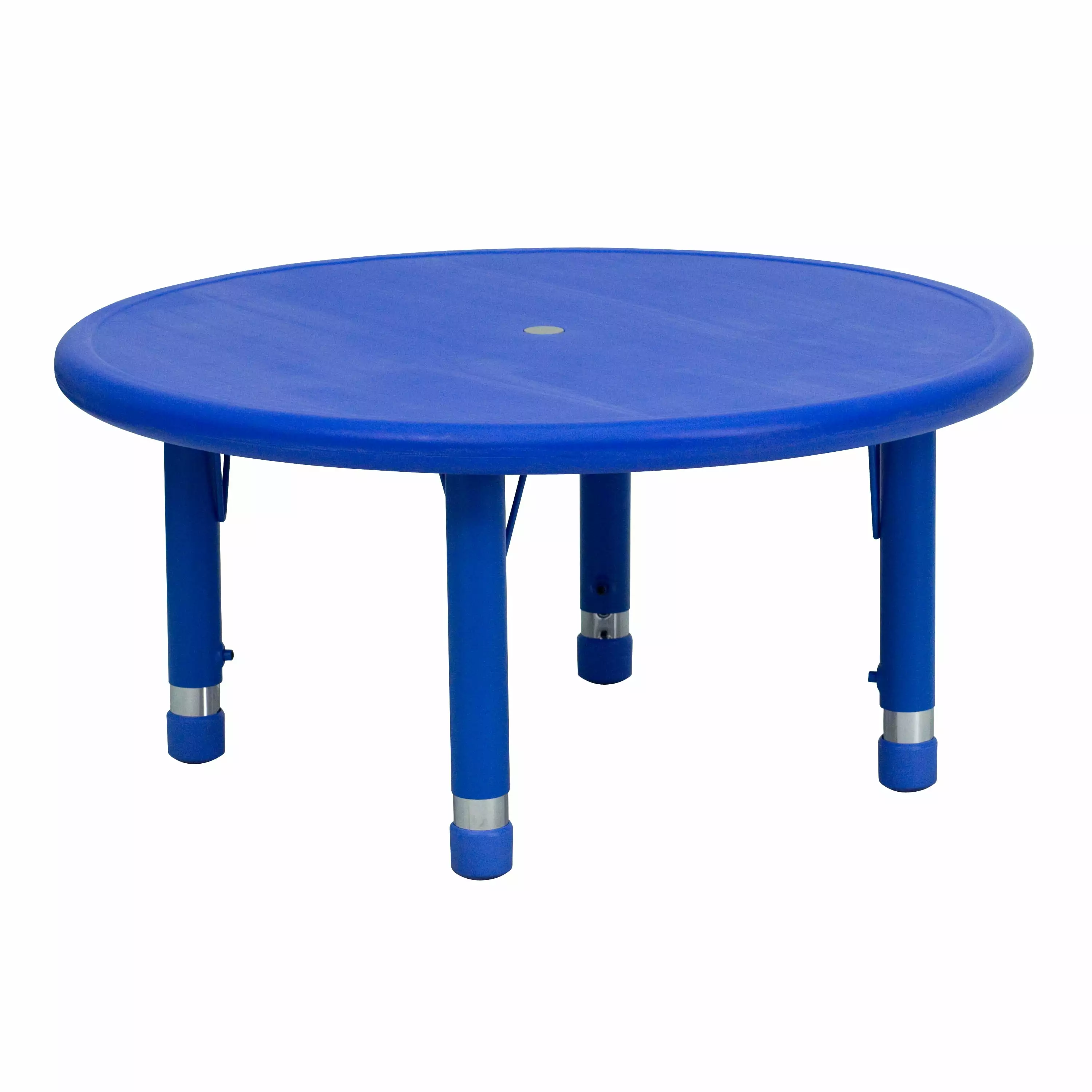 BizChair 33'' Round Blue Plastic Height Adjustable Activity Table