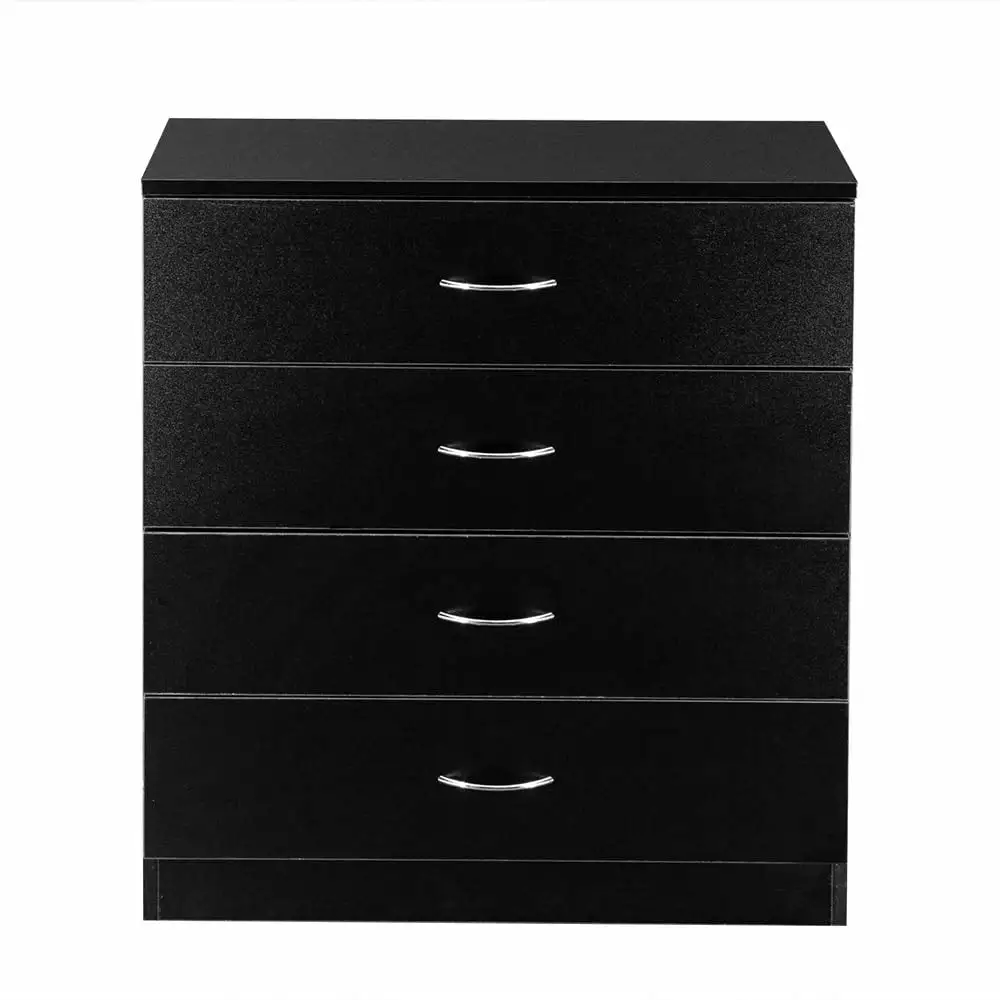 Black 4 Drawer Dresser. Heavy Duty Modern 4-Layer Wood Dresser for Bedroom. Chest of Drawers with Handle for Kids Room. Vertical Storage Cabinet for Bathroom. Closet. Entryway. Hallway.