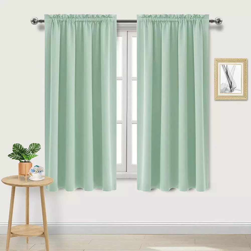 Blackout Curtains 54 inches Long for Living Room. Room Darkening Window Curtain Panels. Rod Pocket Thermal Insulated Solid Drapes for Bedroom. 42x54 inch. Pale Green. 1 Panel