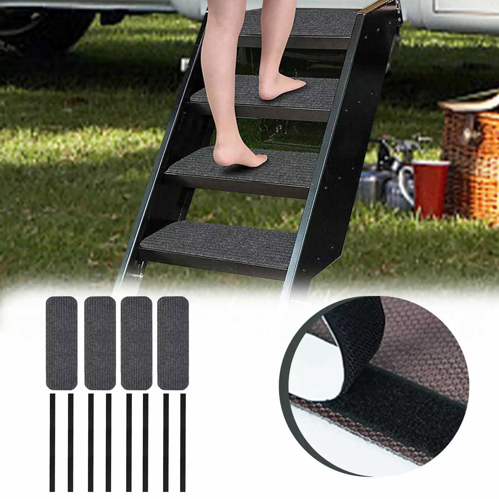 Blateno 4 Pack RV Step Rug. Compatible with Step for Mobile Home. Camper. Camper Step Covers Protects Your RV from Unwanted Tracked in Dirt