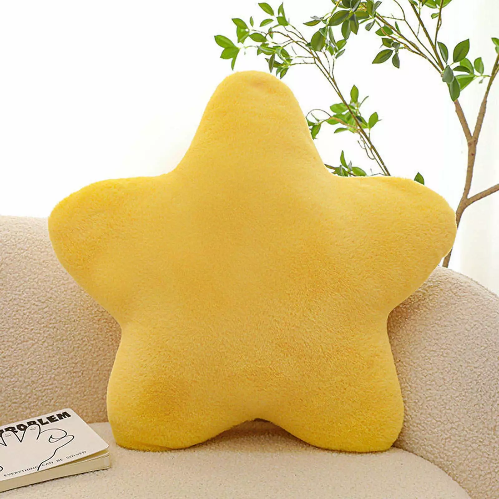 Blateno Star Pillow Super Soft Cute Plush Toy Sleeping Pillow Soft Girl Gift Girly Heart Cream Color