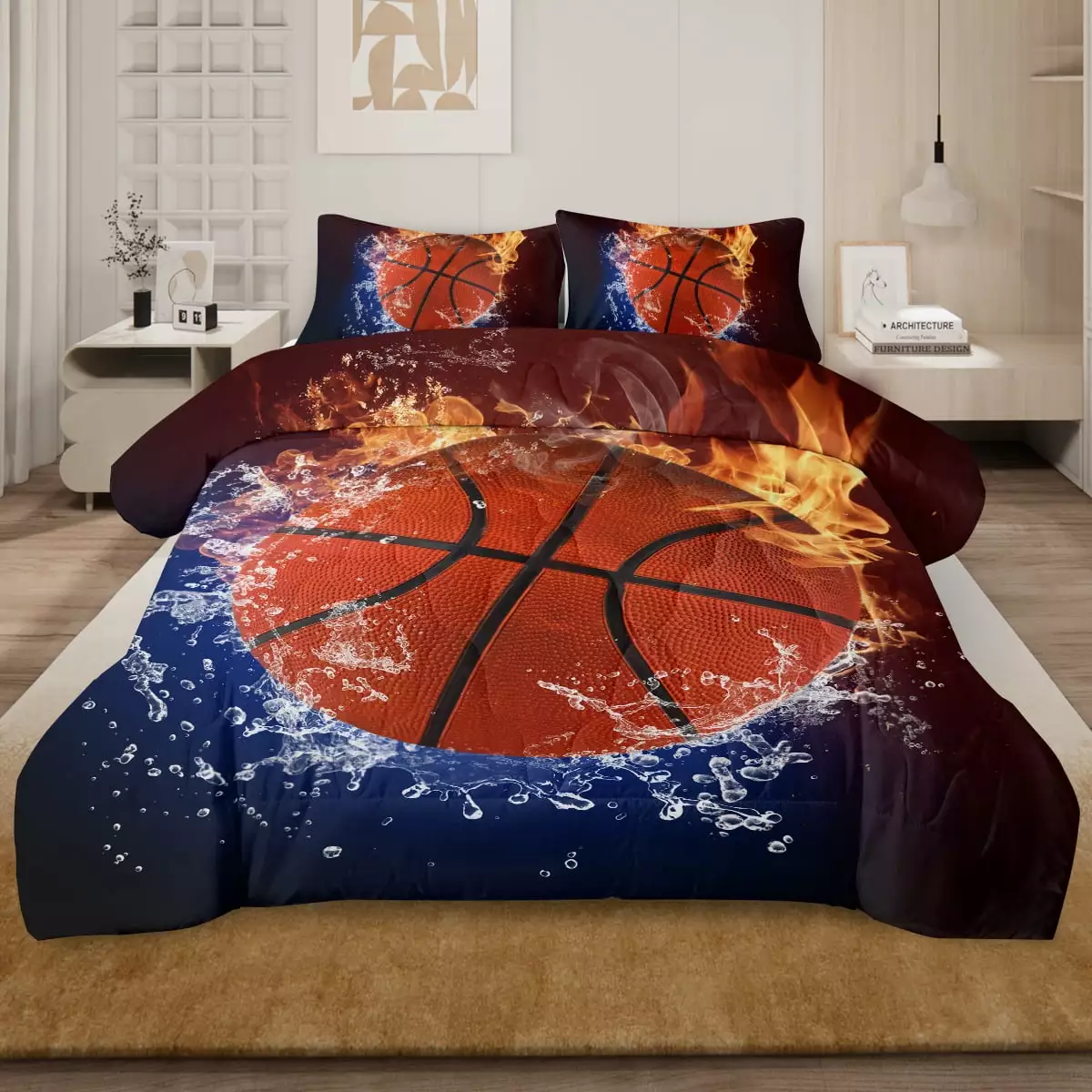 Blessliving 3 Pieces Full Size Comforter Set for Boys Basketball Bedding Set for Kids Down Alternative