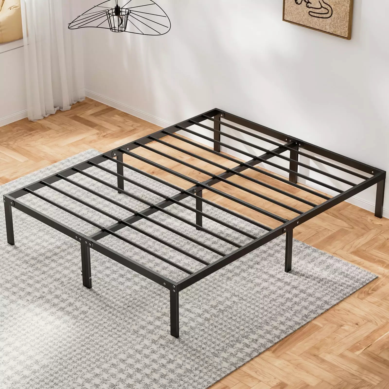 Blorly Full Size Metal Platform Bed Frame.Noise Free.No Spring Needed.Easy Assembly.Solid and Practice.Black