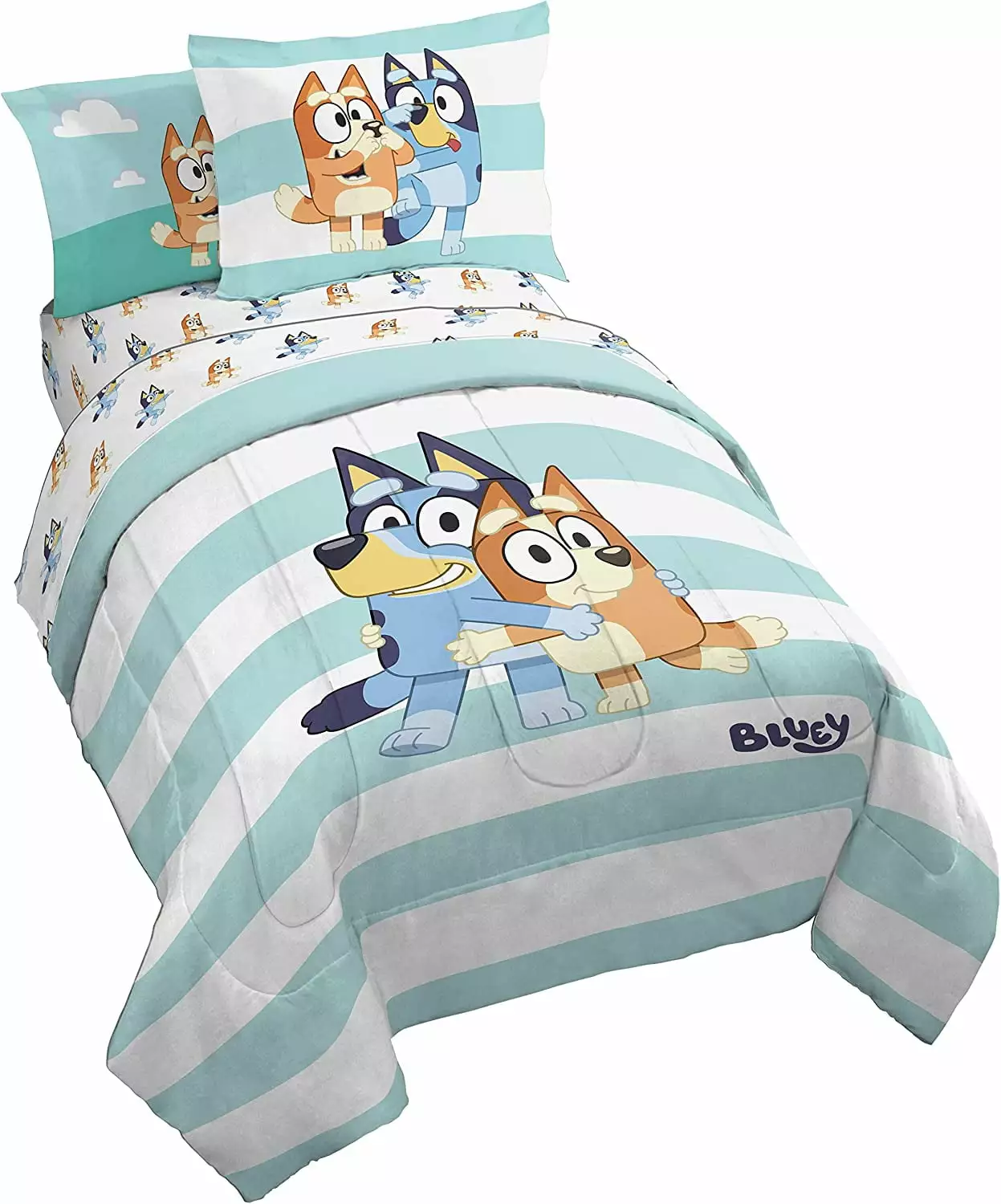 BBC Bluey & Bingo 5 Piece Twin Size Kids Bed Set with Shams