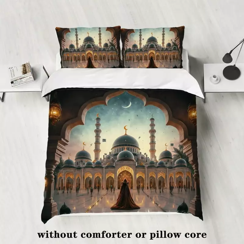 Bohemian Style Bedding Set. Mosque Print Bedding Set. Unisex. Comes with 1 Duvet Cover and 2 Pillowcases