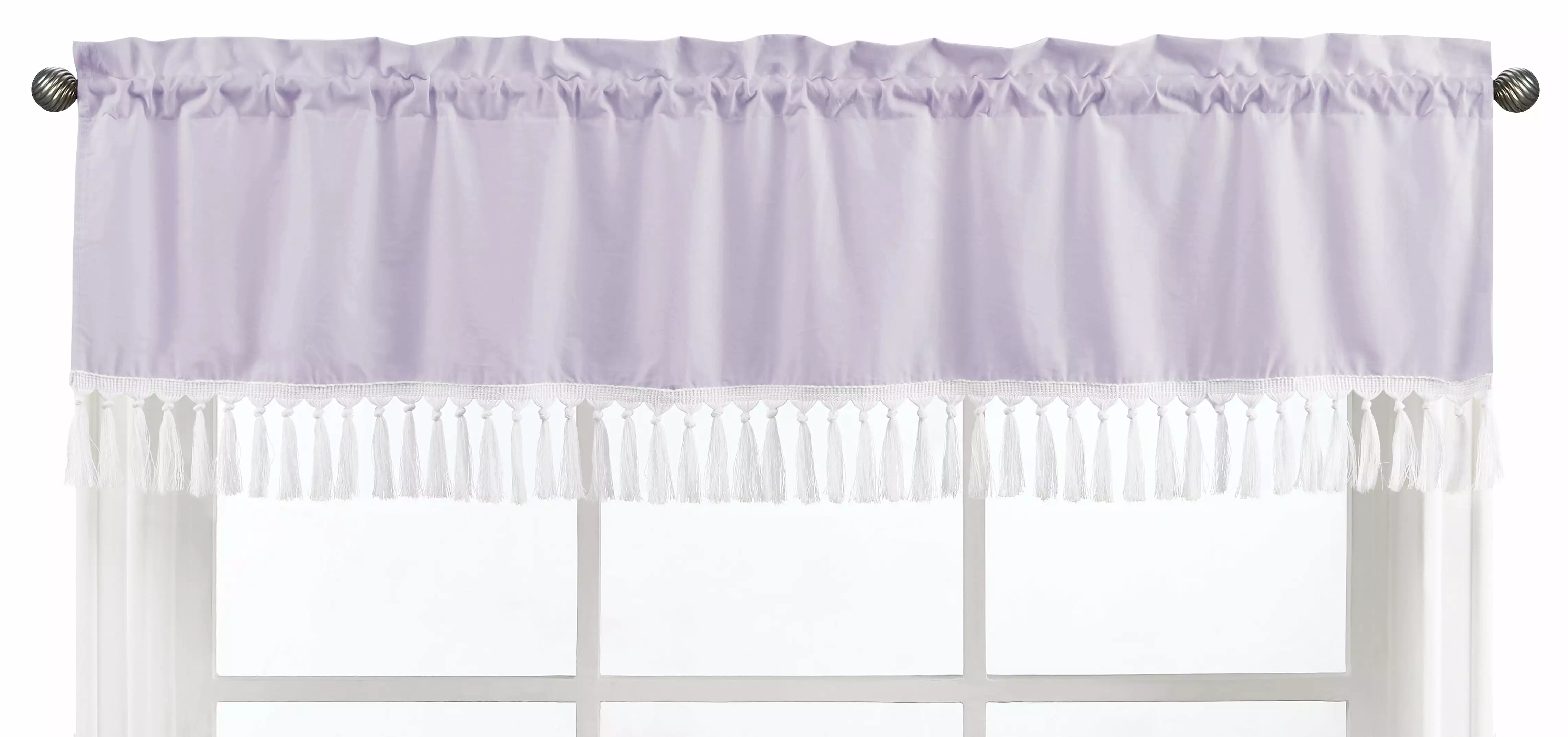 Boho Fringe Lavender and White 54 Window Valance by Sweet Jojo Designs