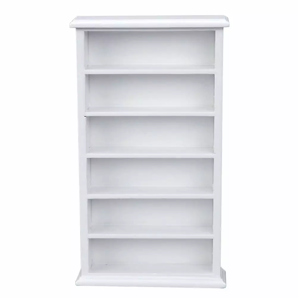 Book Shelf Organizer for Kids Furniture Wooden Small Space Bookshelf White 6 Shelf Bookcase Miniature Furniture for Pretend Play Furniture Sets