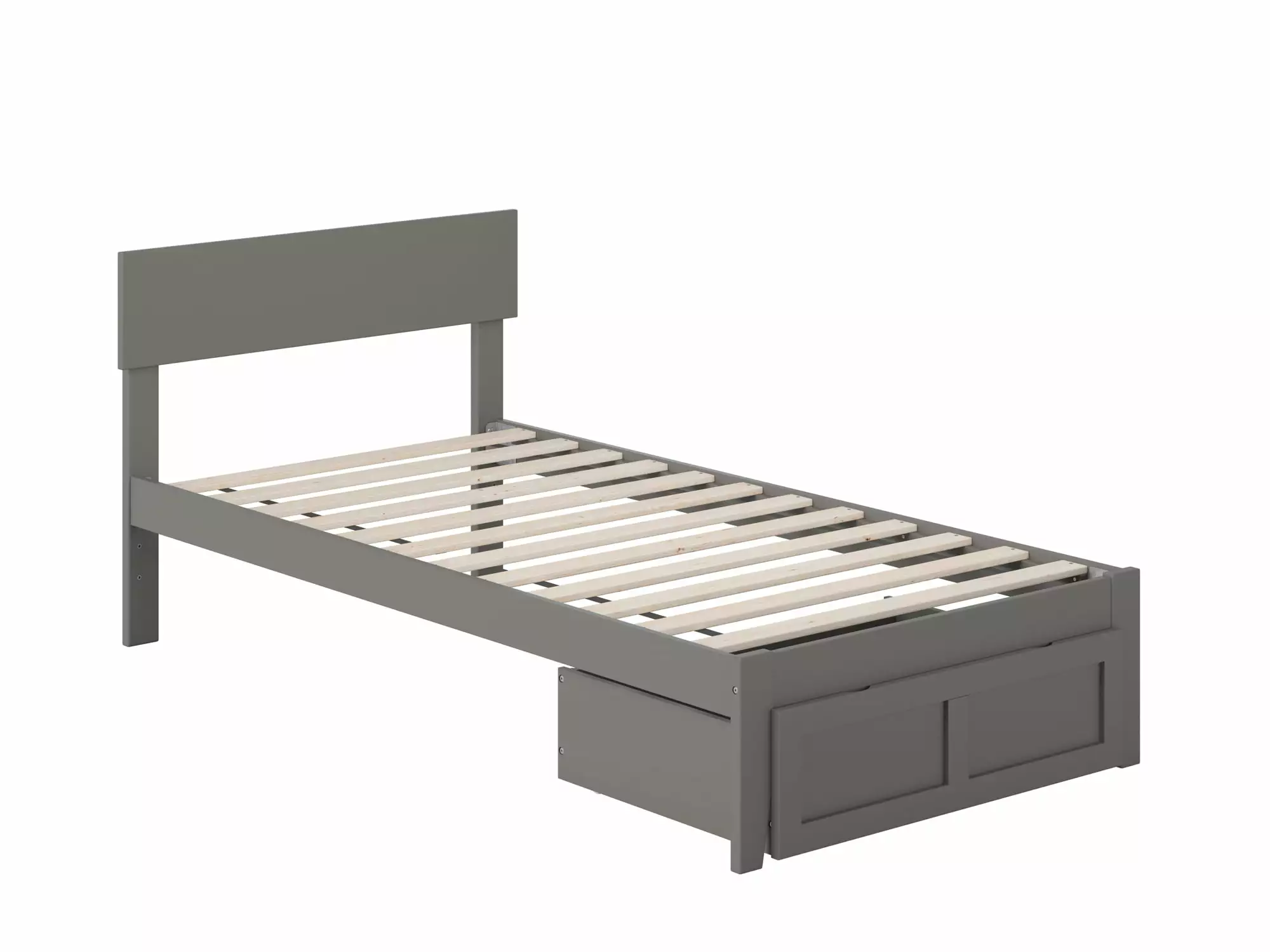 Boston Twin Bed with Foot Drawer in Grey