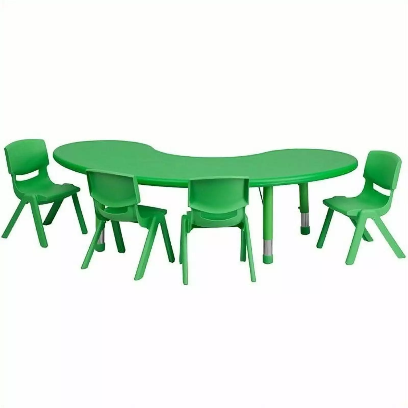 Bowery Hill 5-Piece Plastic Half Moon Activity Table Set in Green