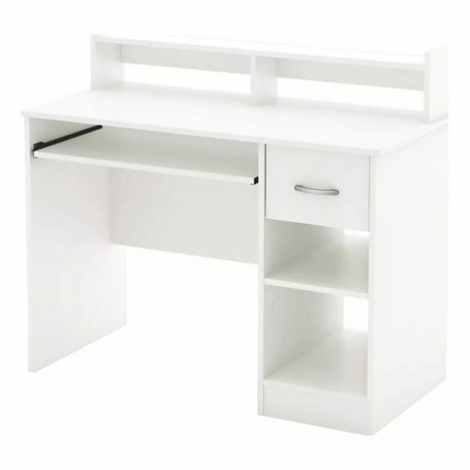 Bowery Hill Transitional Wood Desk with Low Hutch in Pure White