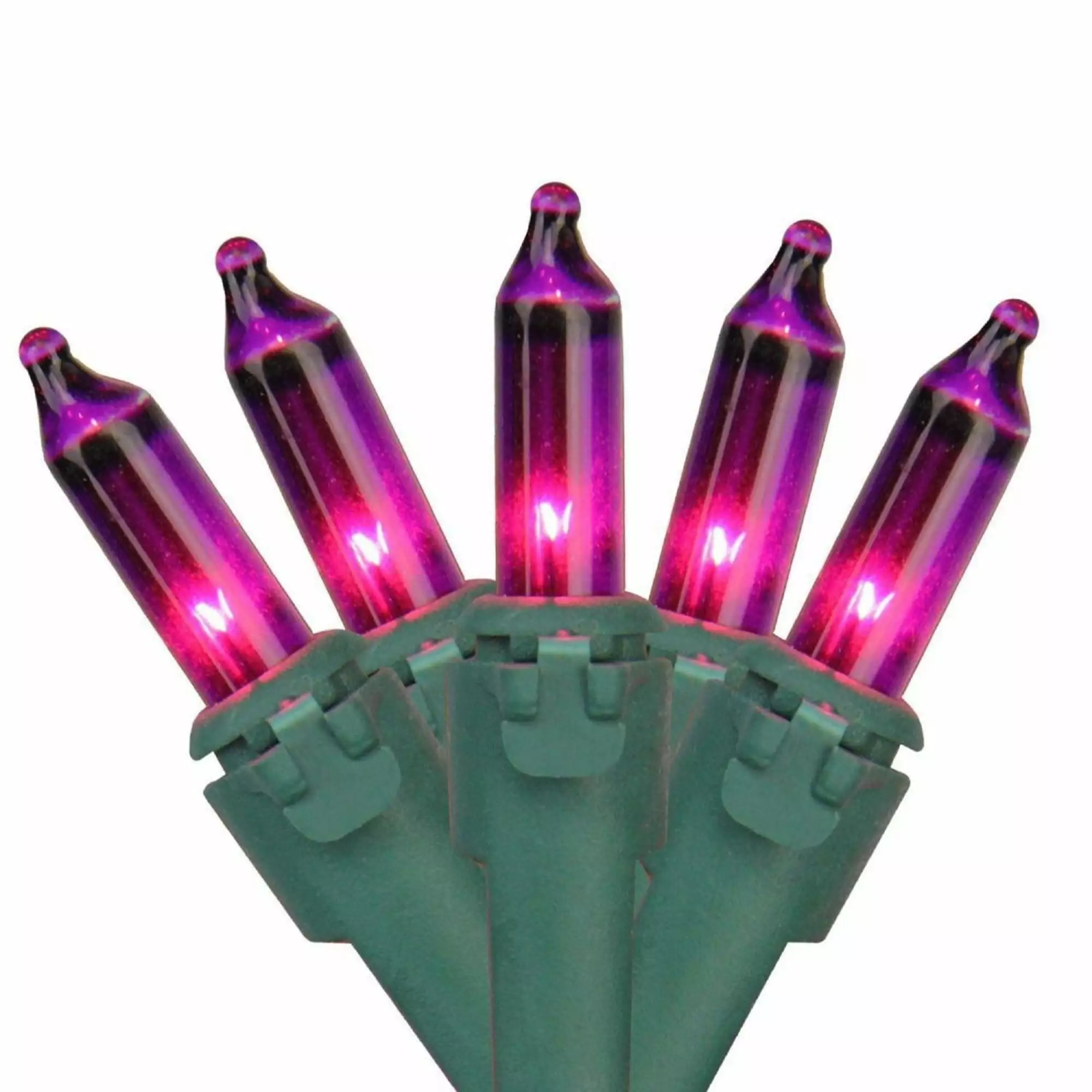 150 Pinkish Purple Chasing 8 Function Mini Christmas Lights - 31.25 ft Green Wire - 31.25'