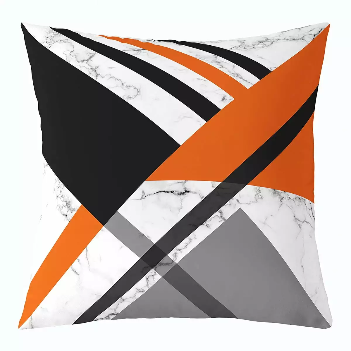 Burnt Orange Grey Geometric Throw Pillow Cover 24x24 Inch Patchwork Gray Geometry Triangle Stripe Pillow Cover Black White Marble Cushion Case For Kids Adults.Simple Line Pillow Case