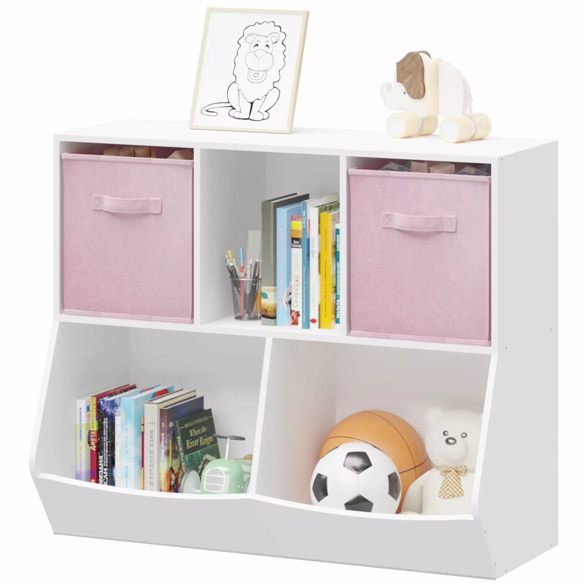 CASEMIOL Playroom Storage with Collapsible Fabric Drawers. Stuffed Animal Storage Storage Chest for Nursery. Playroom and Bedroom. Toy Organizers And Storage Pink