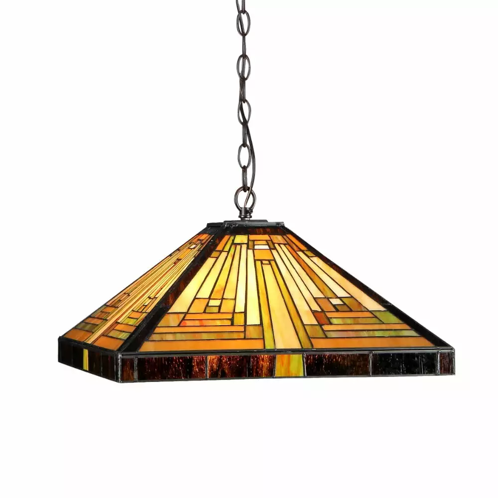 CHLOE Innes Tiffany-style 2 Light Mission Ceiling Pendant Fixture 16 Shade