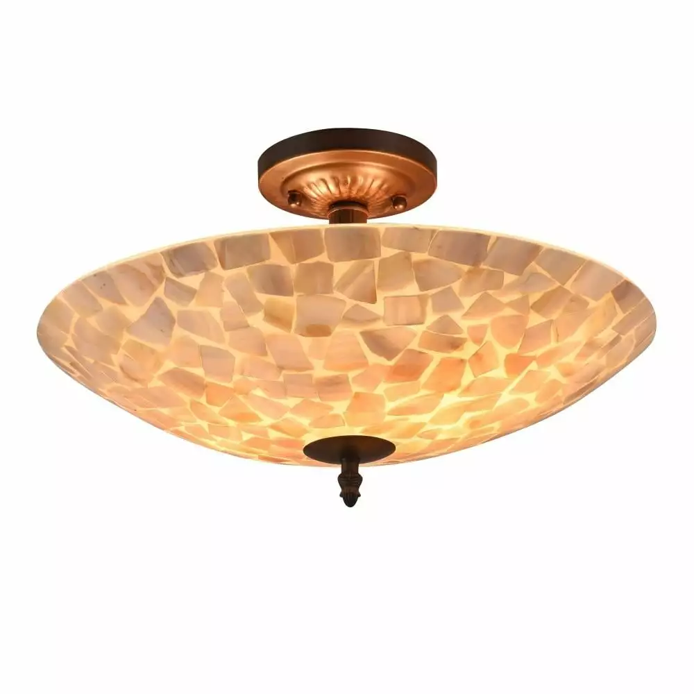 CHLOE Lighting SALLY Mosaic 2 Light Semi-flush Ceiling Fixture 16 Shade