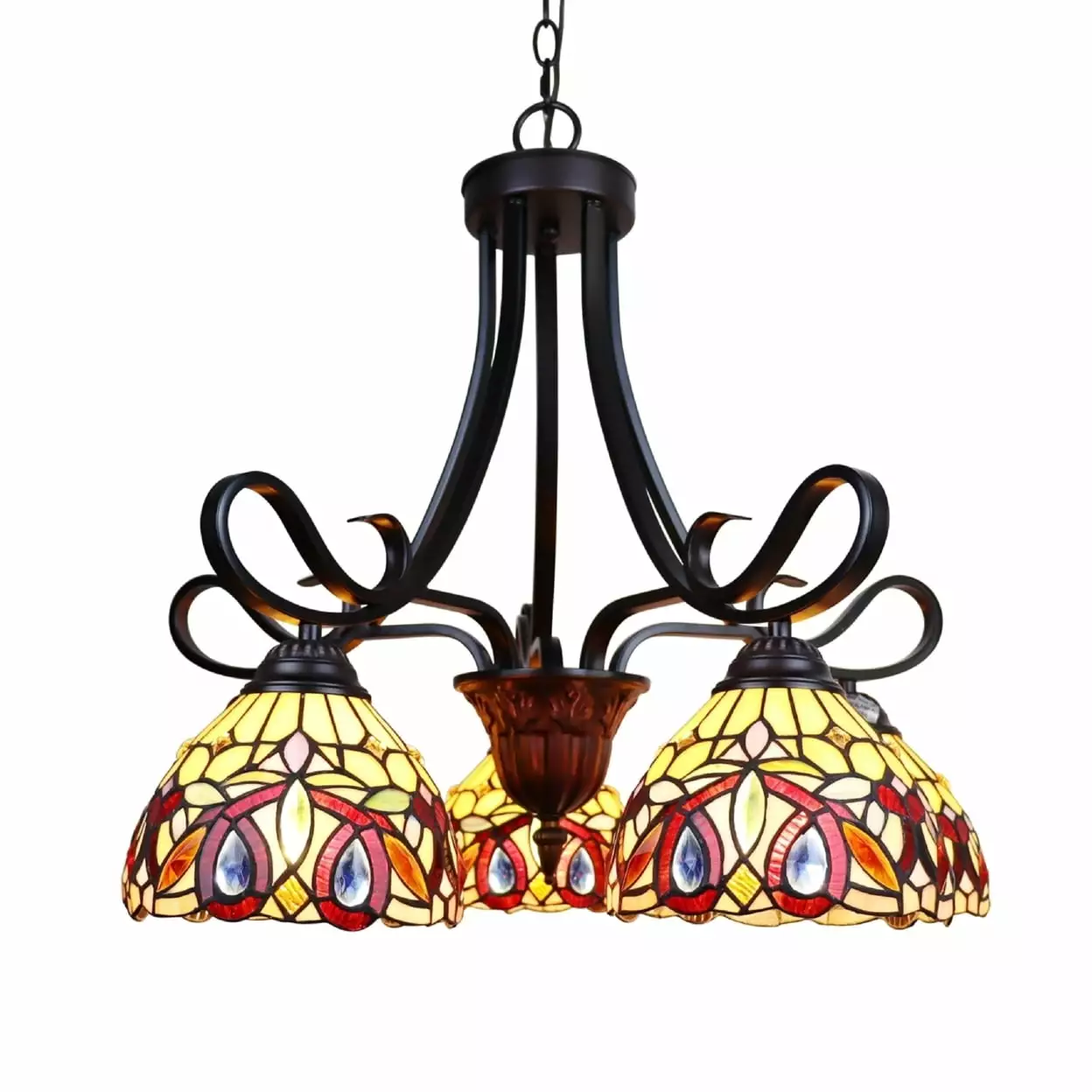 CHLOE Lighting SERENITY Victorian Tiffany-Style Dark Bronze 5 Light Large Chandelier 25 Wide