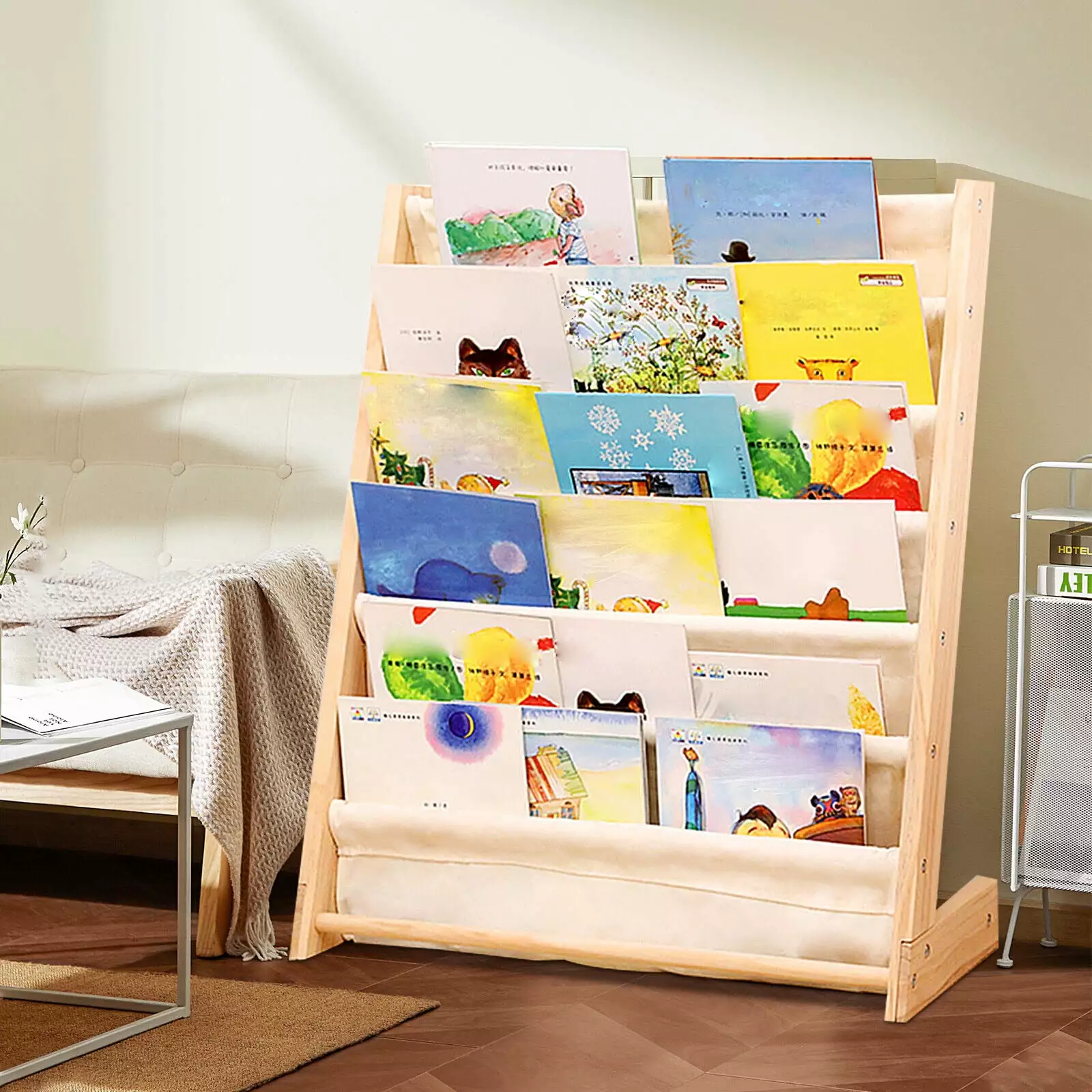 CNCEST Wooden Bookcase Kids Book Shelf Rack Storage Bookshelf Tidy Organizer