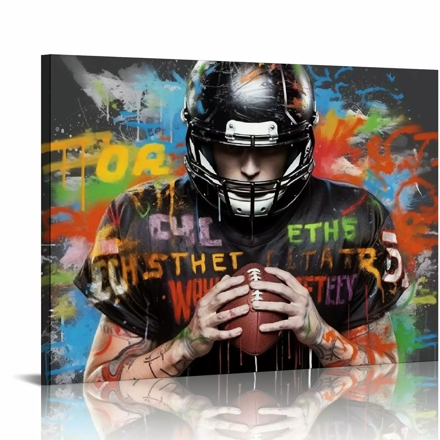 COMIO American Football Canvas Wall-Art for Bedroom Room Decor for Teen Boys Graffiti Wall Art