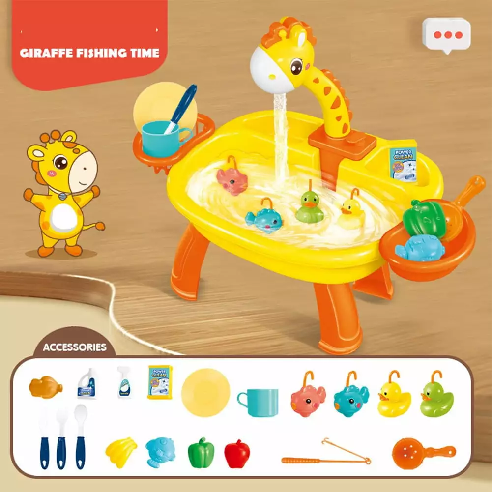 CSCHome Kids Water Table Fishing for Toddlers 3+ for Outdoor Backyard Beach Kids Table Activity Sensory Play Table the Best Gift for Toddlers(Giraffe Fishing Platform)