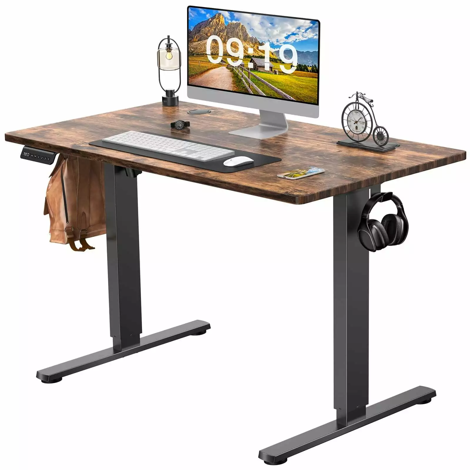 CToN Height Adjustable Standing Desk. Electric Sit Stand Up Ergonomic Home Office Desk. Gaming Desk with Digital Control Panel. Computer Desk for Bedroom. Living Rooms. Brown (40'' x 24)