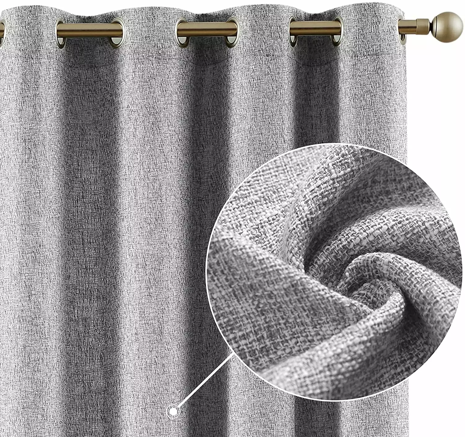 CURTAINKING Linen Textured Curtains 84 inches Length Light Filtering Drapes for Living Room Bedroom Farmhouse Window Curtain 2 Panels Grommet Grey