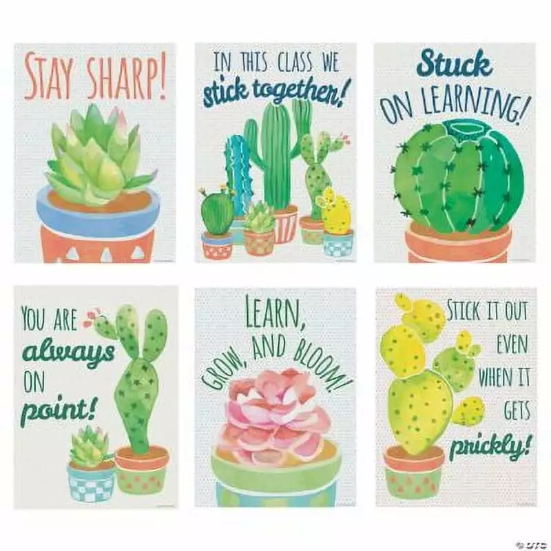 Cactus Motivational Posters. Classroom. Educational. 6 Pieces