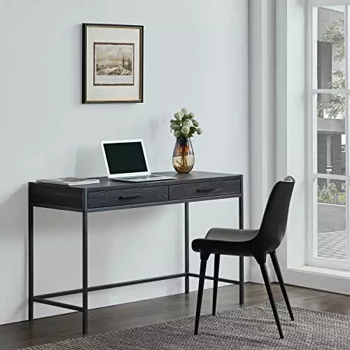 Caffoz 48 Home Office Computer Desk with 2 Drawers for Adult. Dark Brown