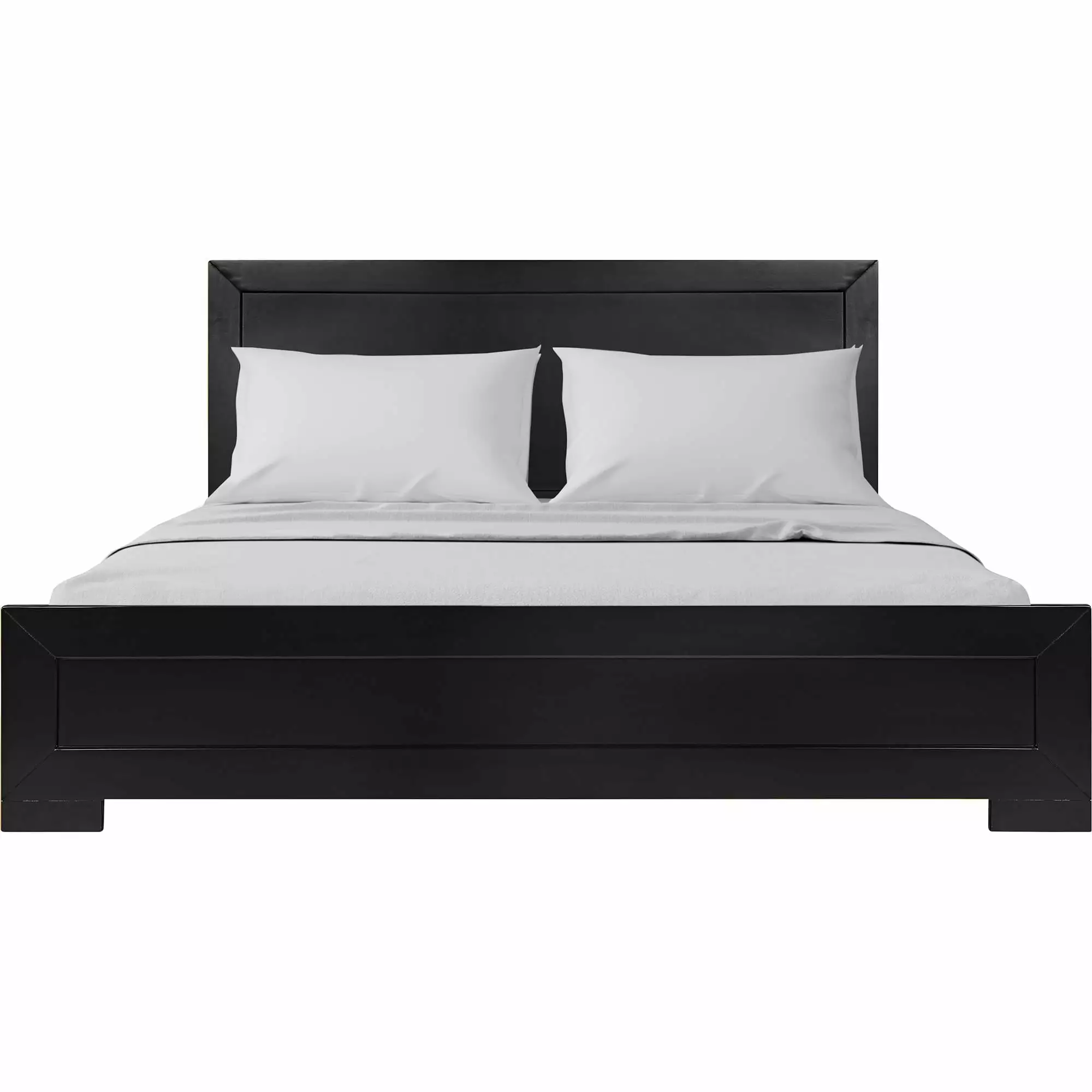 Camden Isle Oxford Platform Bed | Paneled Headboard | Low Profile | Queen. Black