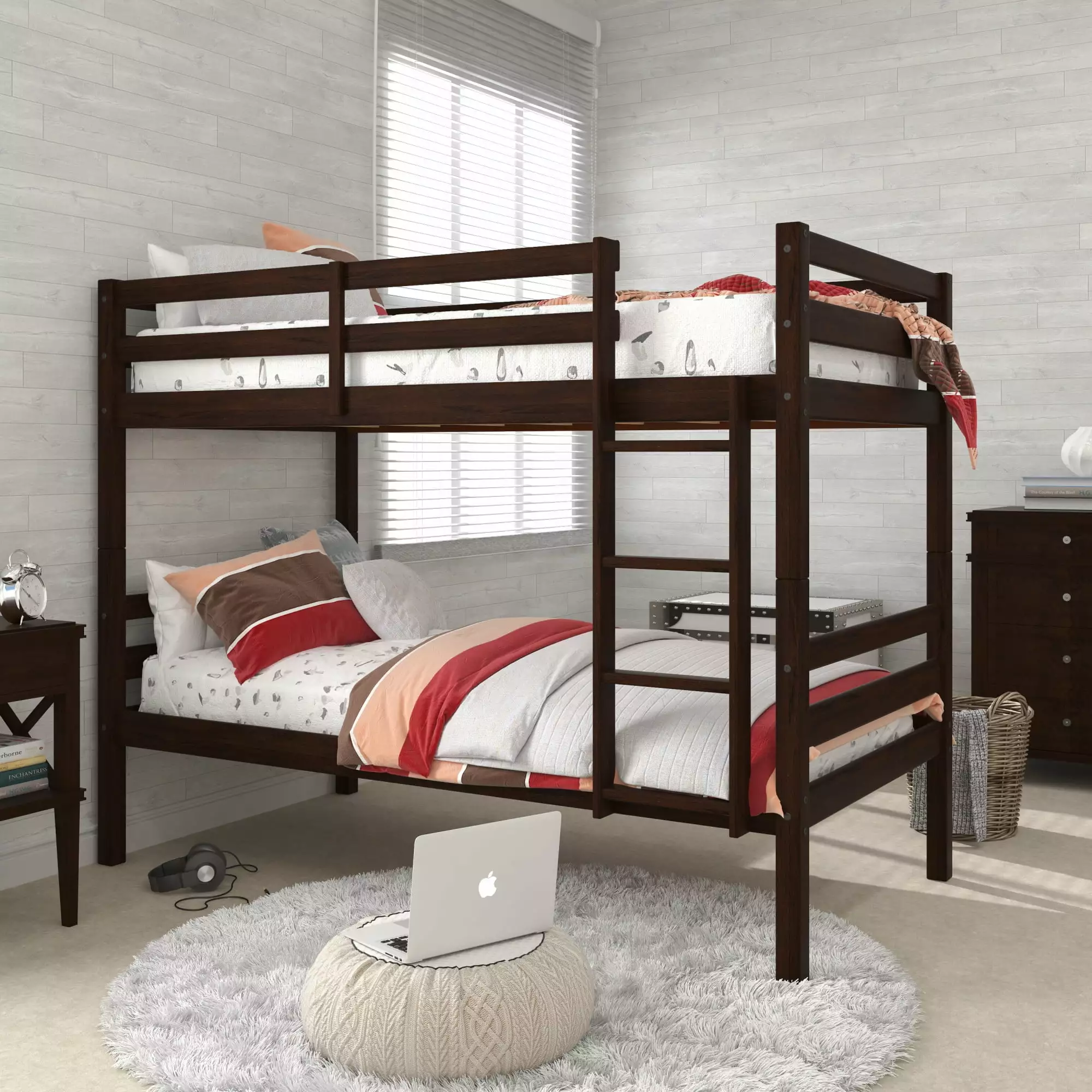 Campbell Wood Twin over Twin Convertible Bunk Bed. Espresso