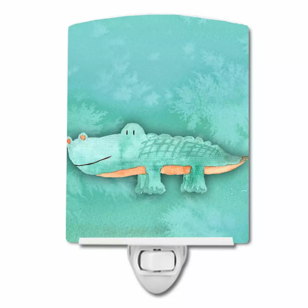 Caroline's Treasures BB7385CNL Alligator Watercolor Ceramic Night Light. 6x4x3. multicolor