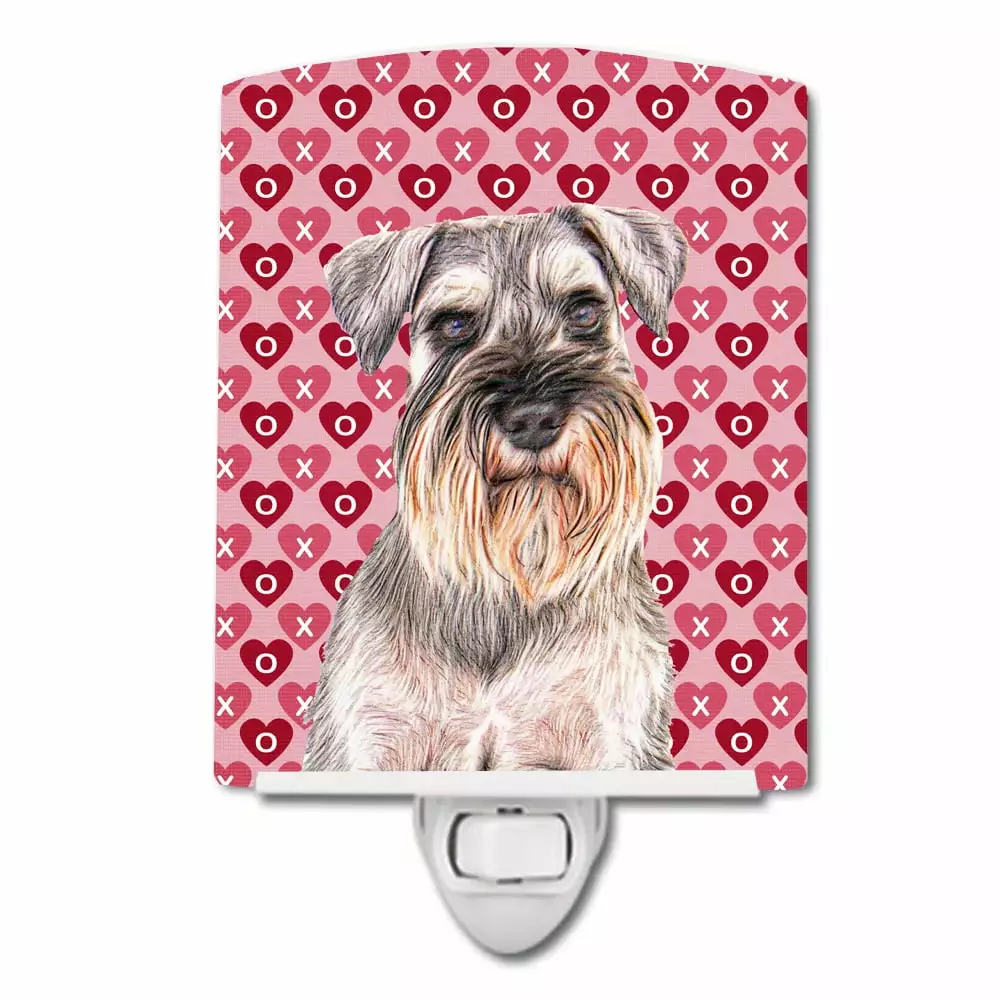 Caroline's Treasures KJ1193CNL Hearts Love and Valentine's Day Schnauzer Ceramic Night Light. 6x4x3. multicolor