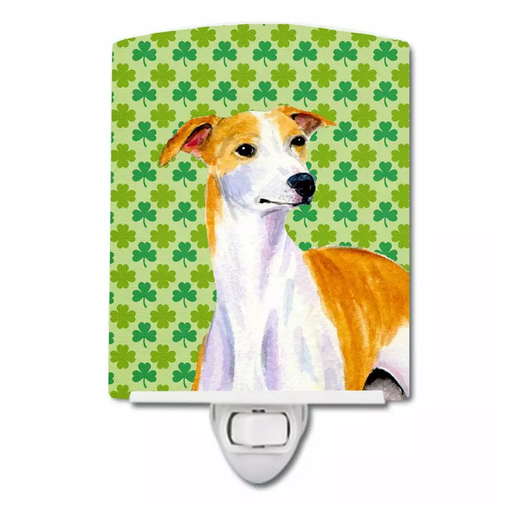 Caroline's Treasures LH9193CNL Whippet St. Patrick's Day Shamrock Portrait Ceramic Night Light. 6x4x3. multicolor