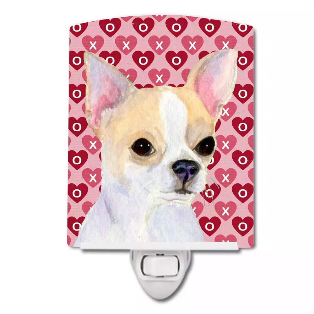 Caroline's Treasures SS4474CNL Chihuahua Hearts Love and Valentine's Day Portrait Ceramic Night Light. 6x4x3.