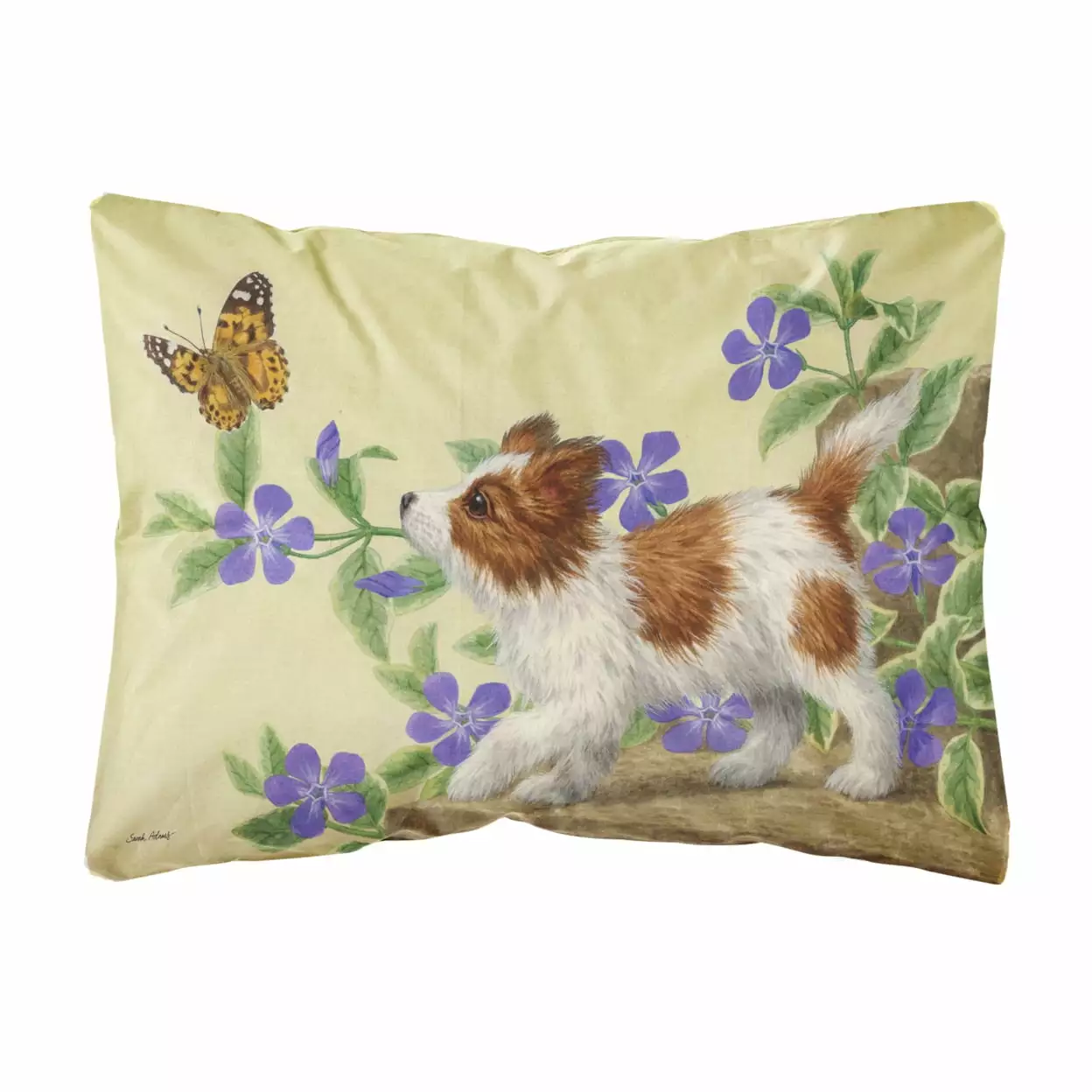 Carolines Treasures ASA2204PW1216 Papillon Pup Fabric Decorative Pillow 12H x16W multicolor