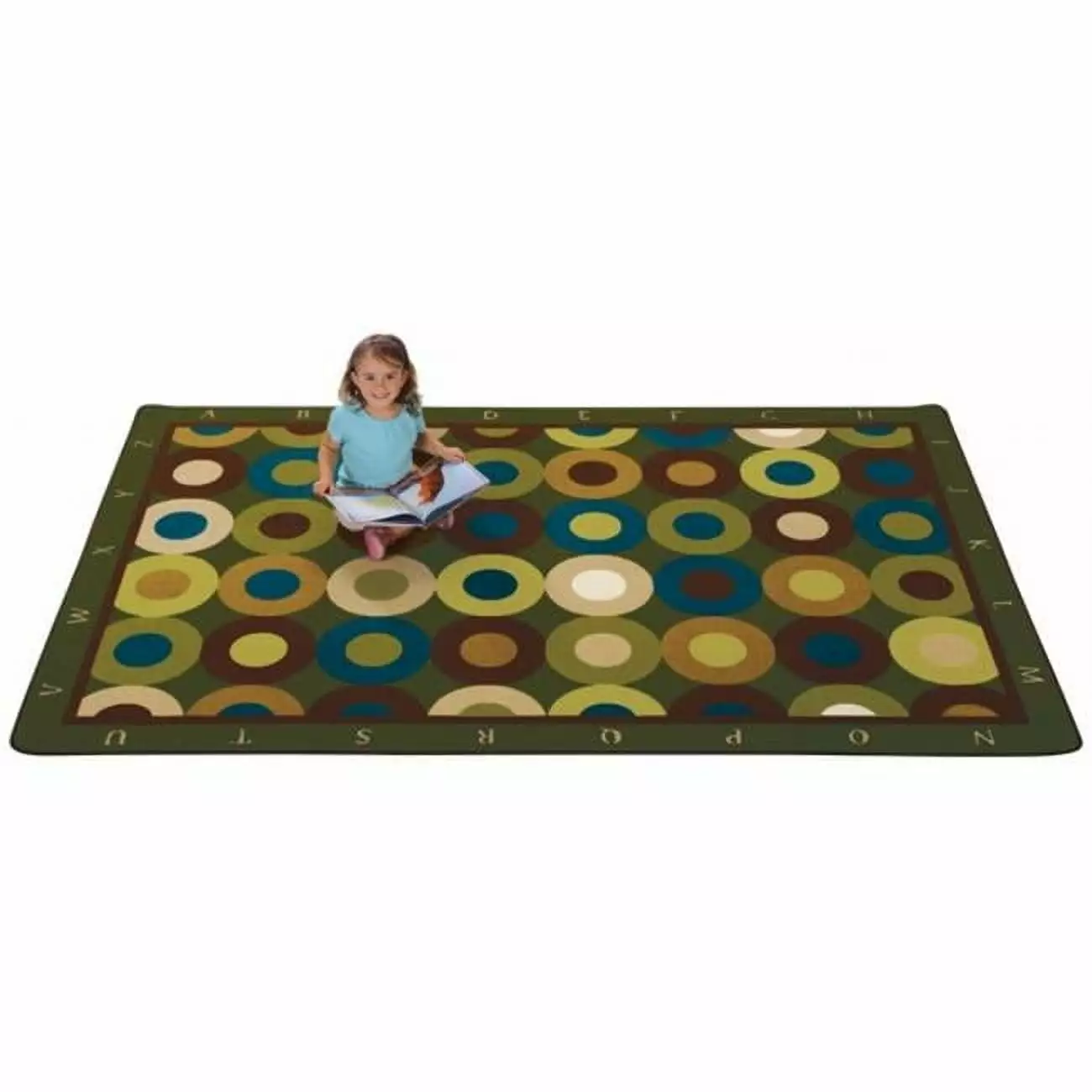 Carpets For Kids 17726 Calming Circles with Alphabet 6 ft. x 9 ft. Rectangle Carpet