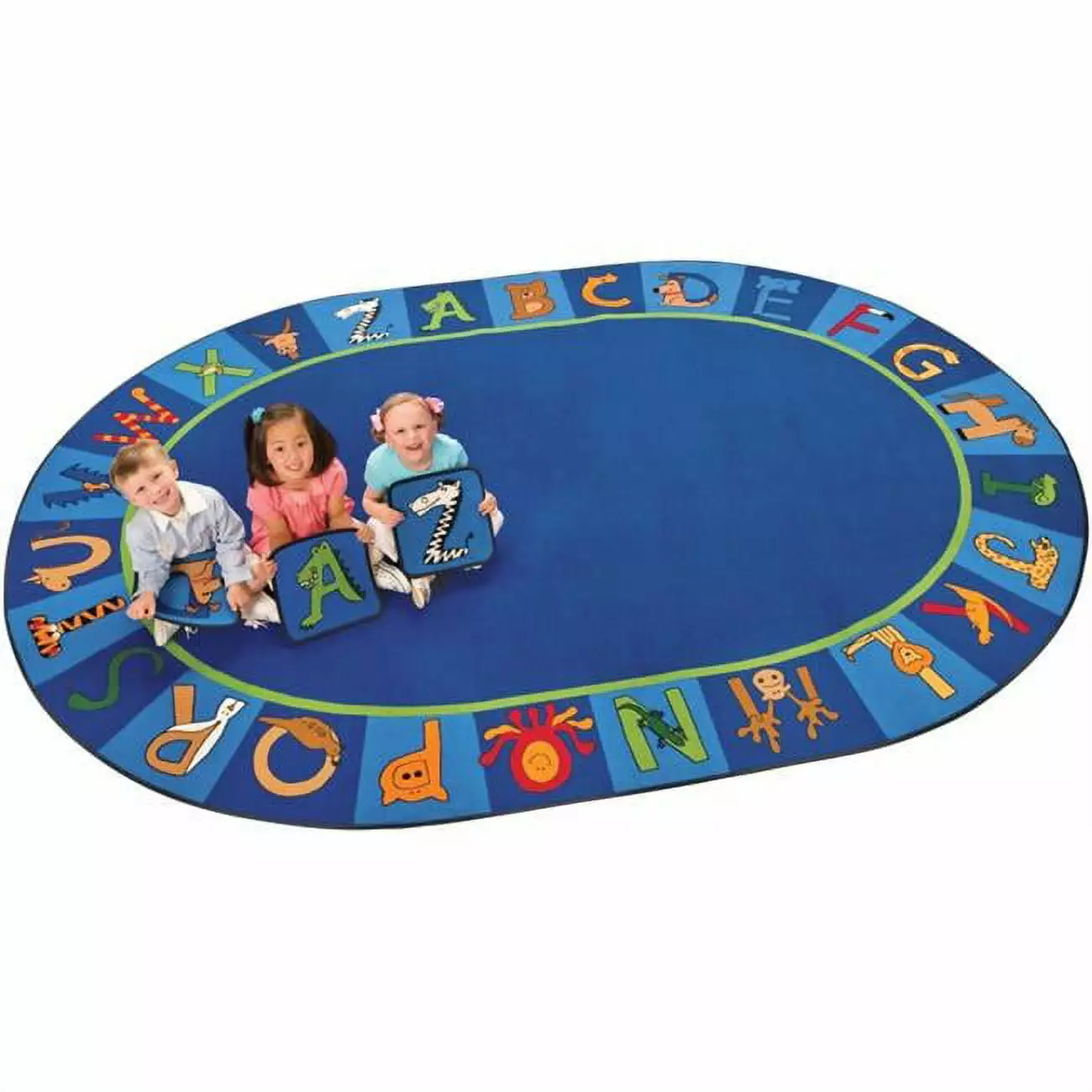 Carpets For Kids 5506 A to Z Animals 6.75 ft. x 9.42 ft. Oval Carpet