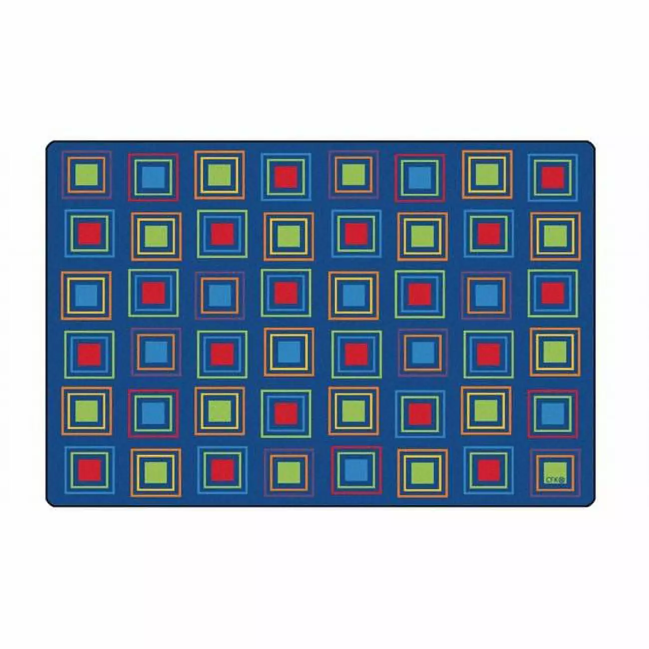 Carpets for Kids 4114 Primary Squares Seating Rug- 4 x 6 ft.