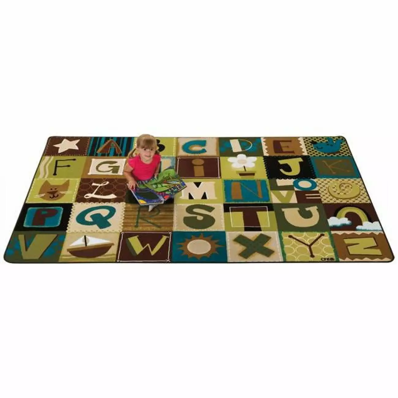 Carpets For Kids 11724 Toddler Alphabet Blocks - Nature 4 ft. x 6 ft. Rectangle Carpet