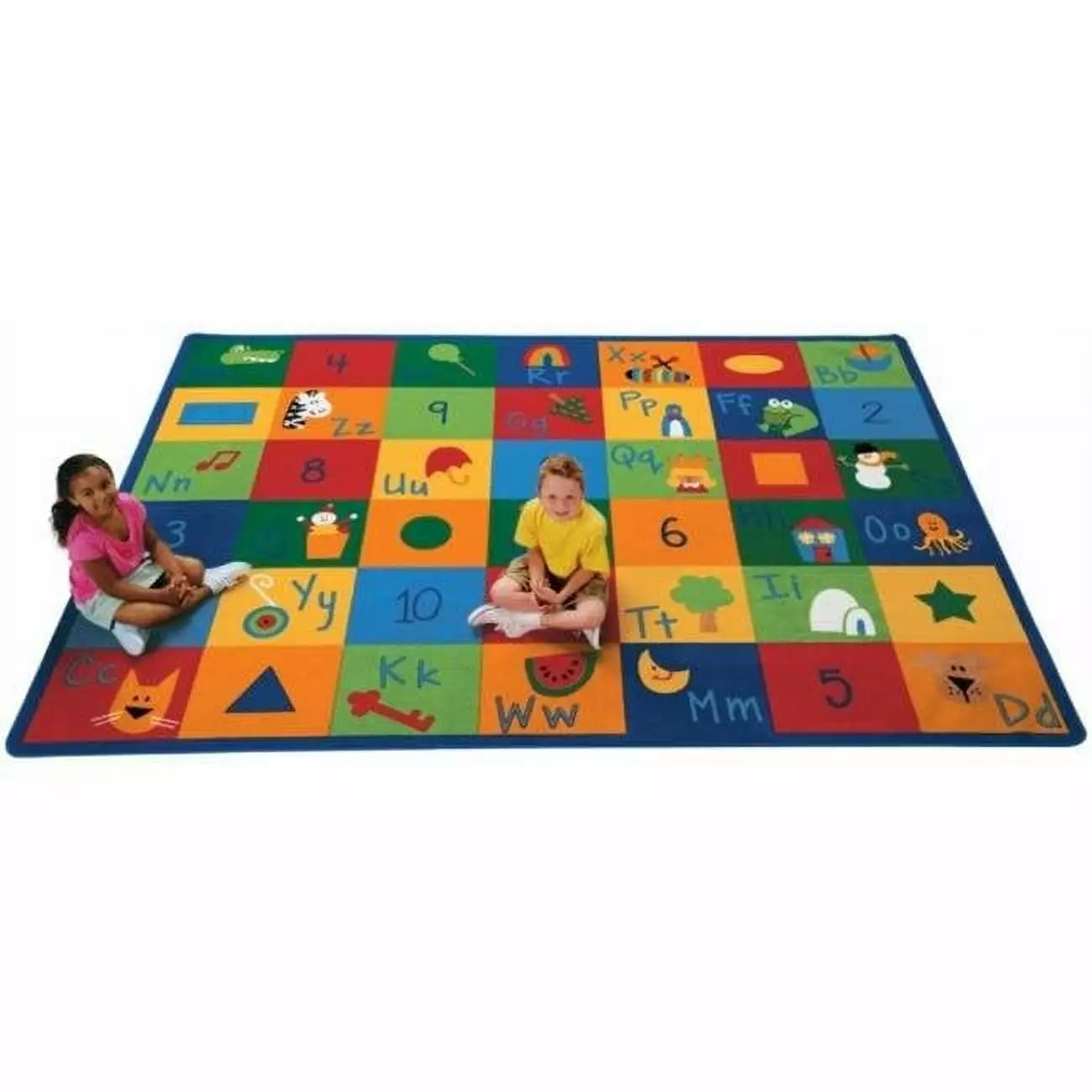 Carpets for Kids Learning Blocks Rectangle Rug - 70 Length x 53 Width - Rectangle