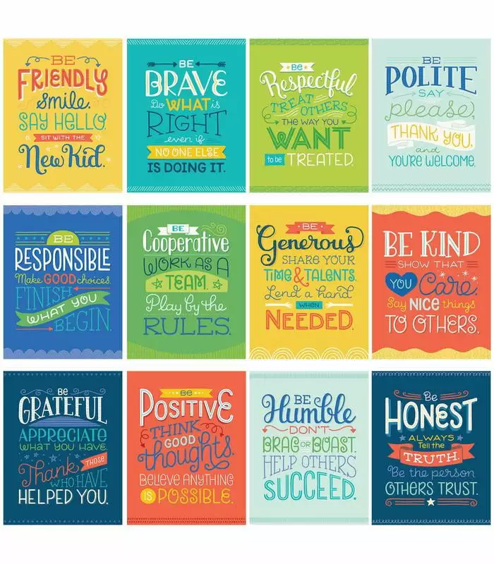 Carson Dellosa Mini Posters: Positive Character Traits Poster Set (12 mini posters)